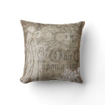Brown Floral Once Upon a Time Pillow