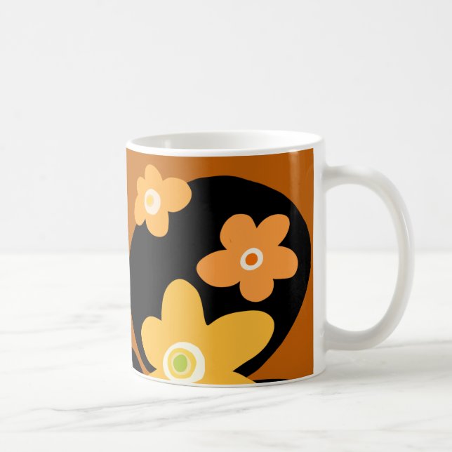 Brown floral pattern coffee mug (Right)