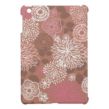 Brown Floral Pattern Cover For The Ipad Mini by heartlockedcases at Zazzle