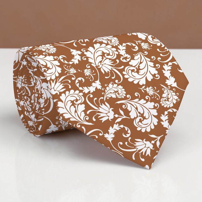 Brown Floral Pattern Custom Necktie (Creator Uploaded)