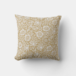 Brown Floral Pillow, Cream, Wildflowers Throw Pillow