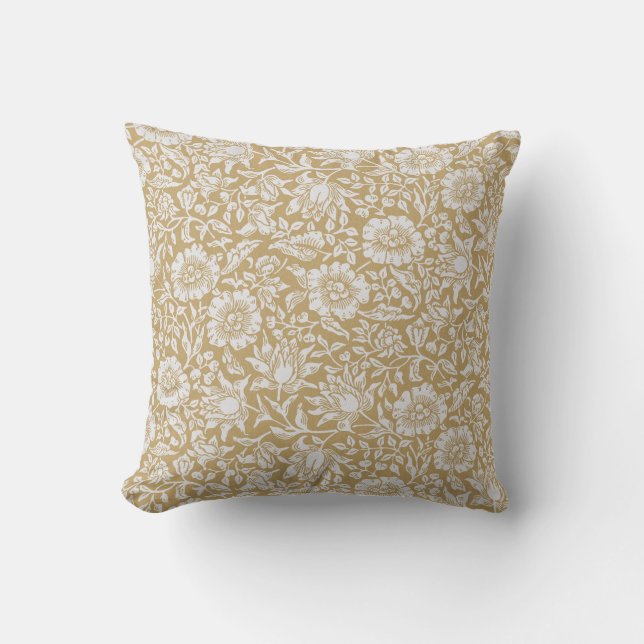 Brown Floral Pillow, Cream, Wildflowers Throw Pillow (Front)