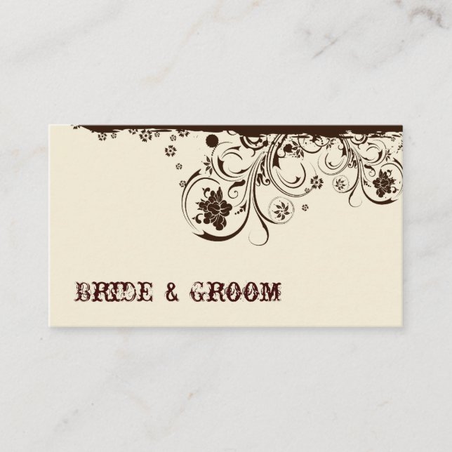 Brown Floral Place Cards (Front)