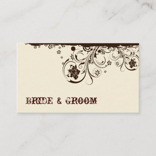 Customizable Brown Floral Place Cards Business Card Templates