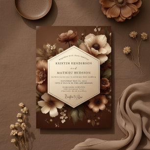 Brown Floral Romantic Woodland Wedding Invitation