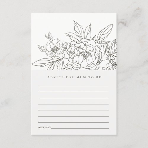 Brown Floral Sketch Advice For Mum Baby Shower Enclosure Card