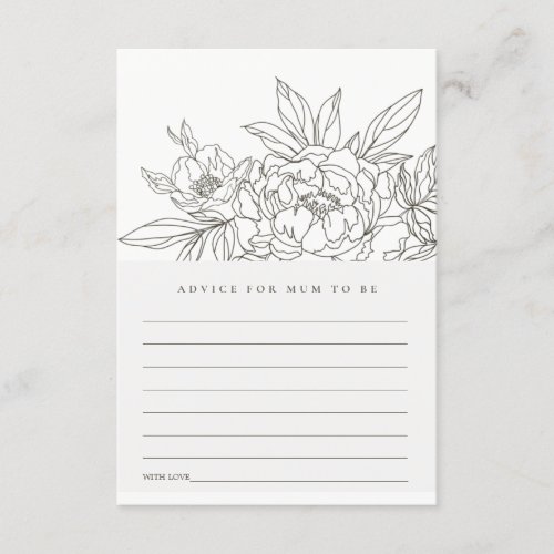 Brown Floral Sketch Advice For Mum Baby Shower Enclosure Card