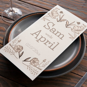 Brown Floral Wedding Theme Paper Guest Towels