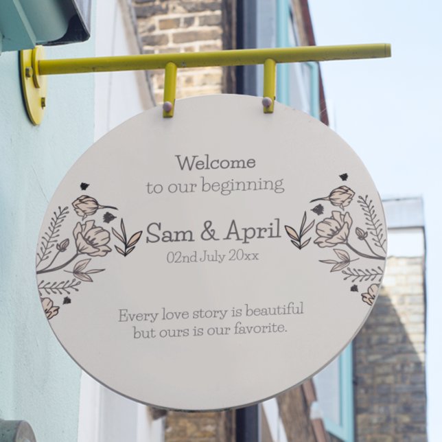 Brown Floral Wedding Theme Sign (Sign  board in a royal theme to welcome your guests)