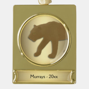 Brown Florida Panther Gold Plated Banner Ornament