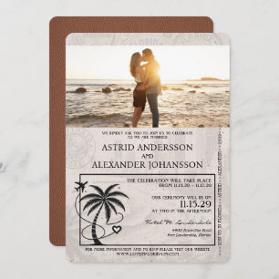 Brown Florida Passport Wedding Invitation