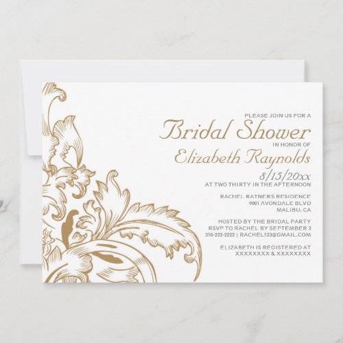 Brown Flourish Bridal Shower Invitations