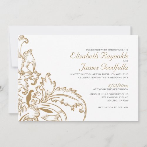 Brown Flourish Wedding Invitations
