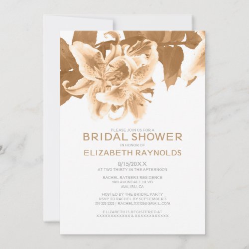 Brown Flower Bridal Shower Invitations