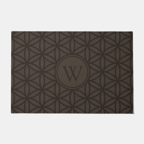 Brown Flower of Life _ sacred geometry Monogram Doormat