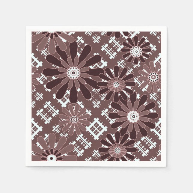 Brown , flower pattern napkins (Front)