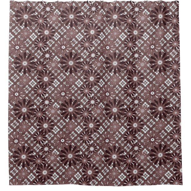 Brown , flower pattern shower curtain (Front)