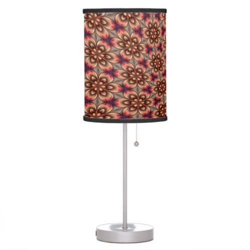 Brown Flower Pattern Table Lamp