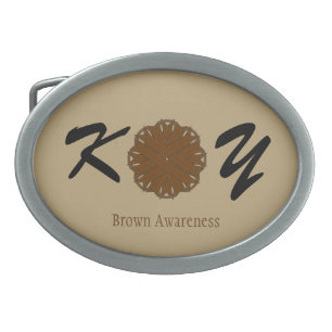 Brown Flower Ribbon by Kenneth Yoncich Belt Buckle