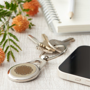 Brown Flower Ribbon by Kenneth Yoncich Keychain