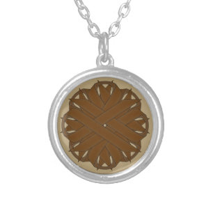 Brown Flower Ribbon by Kenneth Yoncich Silver Plated Necklace