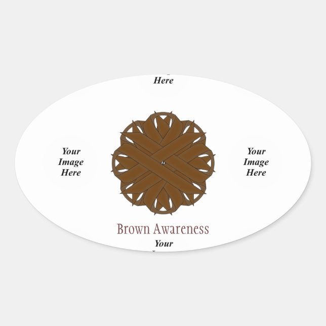 Brown Flower Ribbon Template by Kenneth Yoncich Oval Sticker (Front)