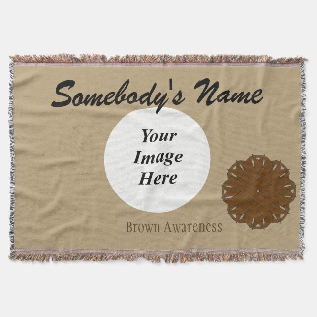 Brown Flower Ribbon Template by Kenneth Yoncich Throw Blanket (Front)