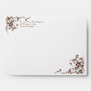 Brown Flower Swirl Wedding Envelopes