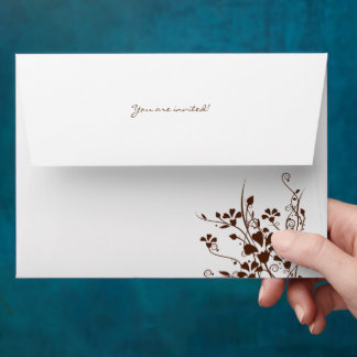 Brown Flower Swirl Wedding Envelopes