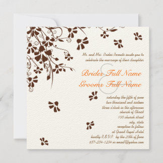 Brown Flower Swirls Wedding Invitations