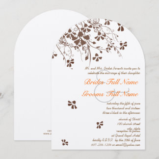 Brown Flower Swirls Wedding Invitations