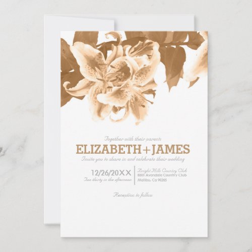 Brown Flower Wedding Invitations