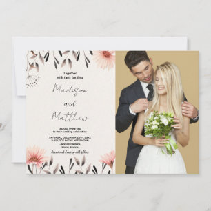 Brown Flower Wedding Invitations with photo