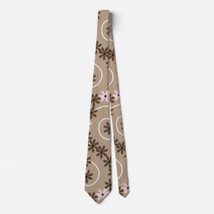 Brown flowers on spiral taupe neck tie