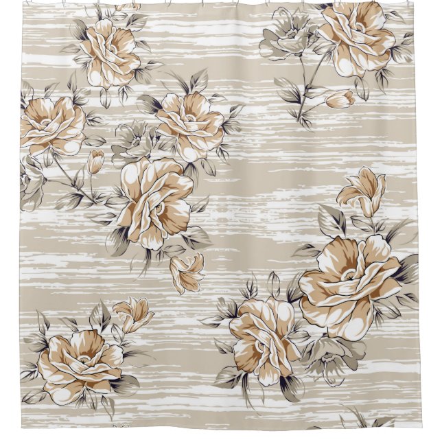 brown flowers pattern on texture backgroundpattern shower curtain (Front)