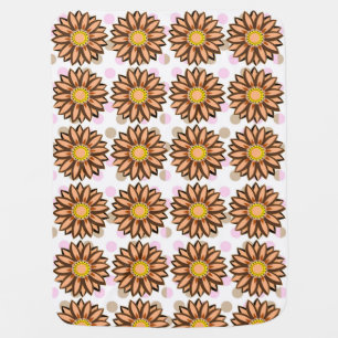 Brown Flowers pink Polka dot Floral pattern  Baby Blanket