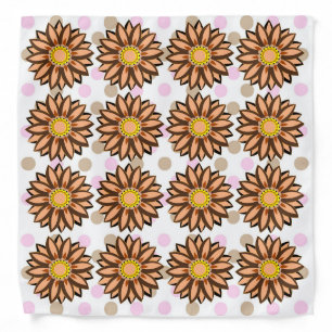 Brown Flowers pink Polka dot Floral pattern Banda Bandana