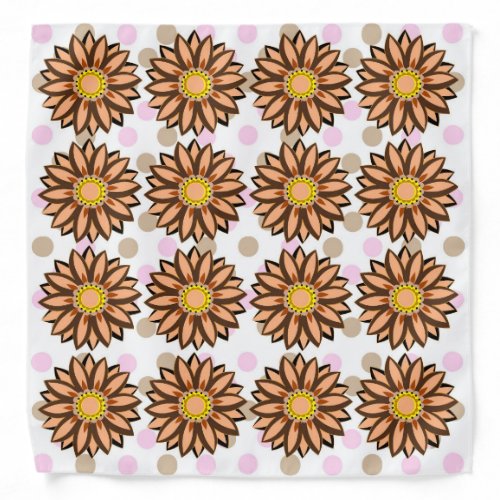 Brown Flowers pink Polka dot Floral pattern  Banda Bandana