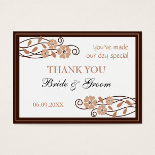 Brown Flowers Thank You Wedding Favor Gift Tags