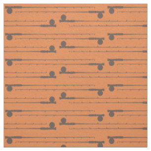 Brown Fly Fishing Rods Pattern Fabric