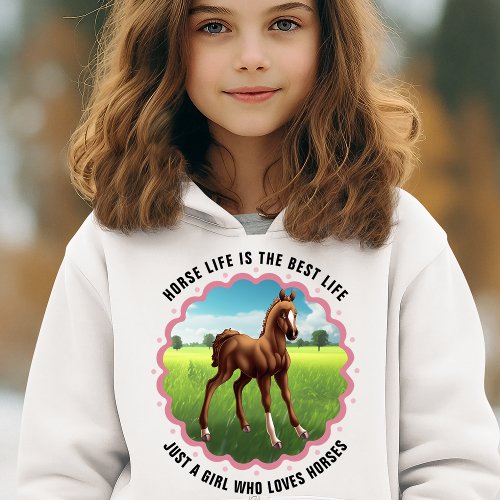 Brown Foal in Pastoral Scene Customizable Hoodie