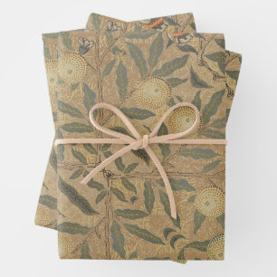 Brown Foliage Vintage William Morris Wrapping Paper Sheets