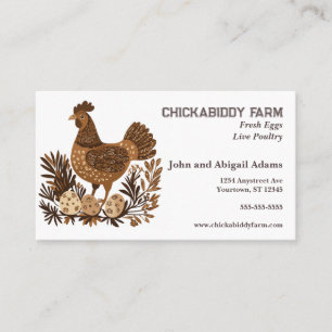 Brown Folk Art Hen and Eggs Farm Business Card