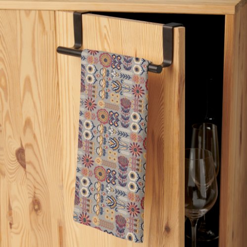 Brown Folk Art Kitchen Towel
