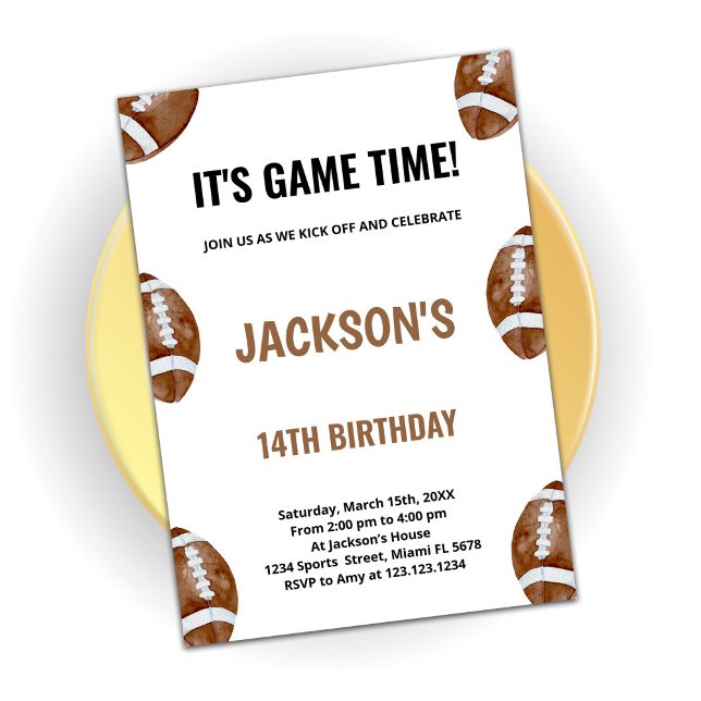 Brown Football Birthday Invitations (Creator Uploaded)