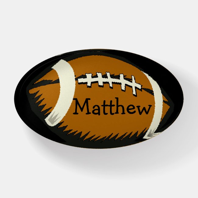 Brown Football Sports Glass Paperweight