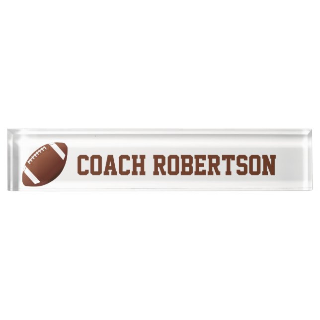 Brown Football Themed Personalized Desk Name Plate (Front)