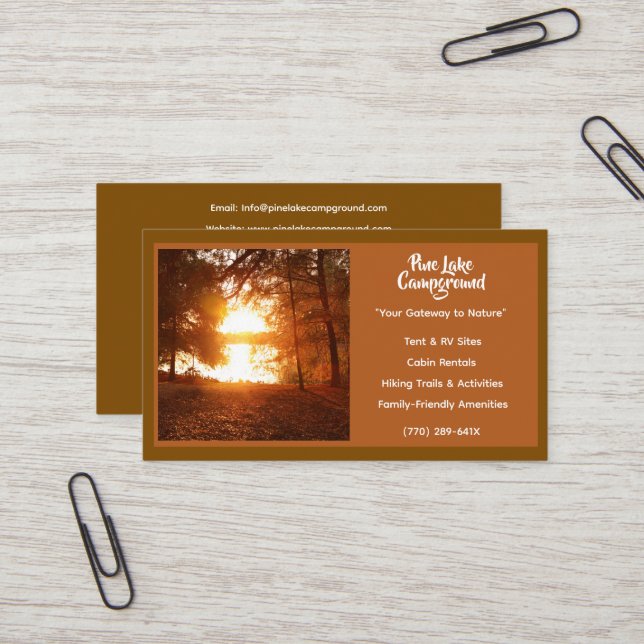 Brown  Forest Camp Campground Business Card (Front/Back In Situ)