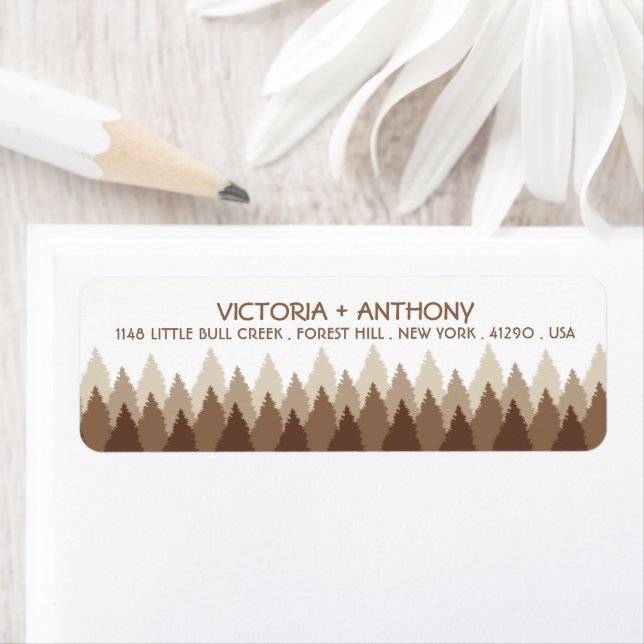 Brown Forest Range Woodland Wedding Label (Insitu)