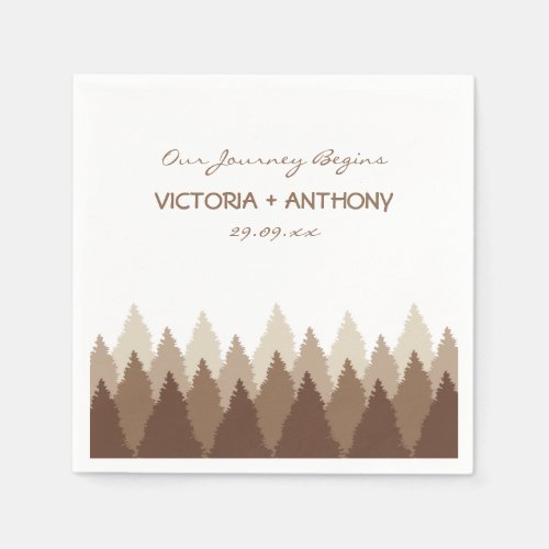 Brown Forest Range Woodland Wedding Napkins